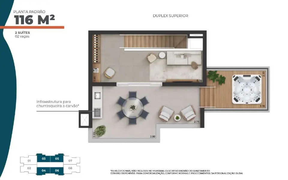 Duplex 116 m² · piso superior